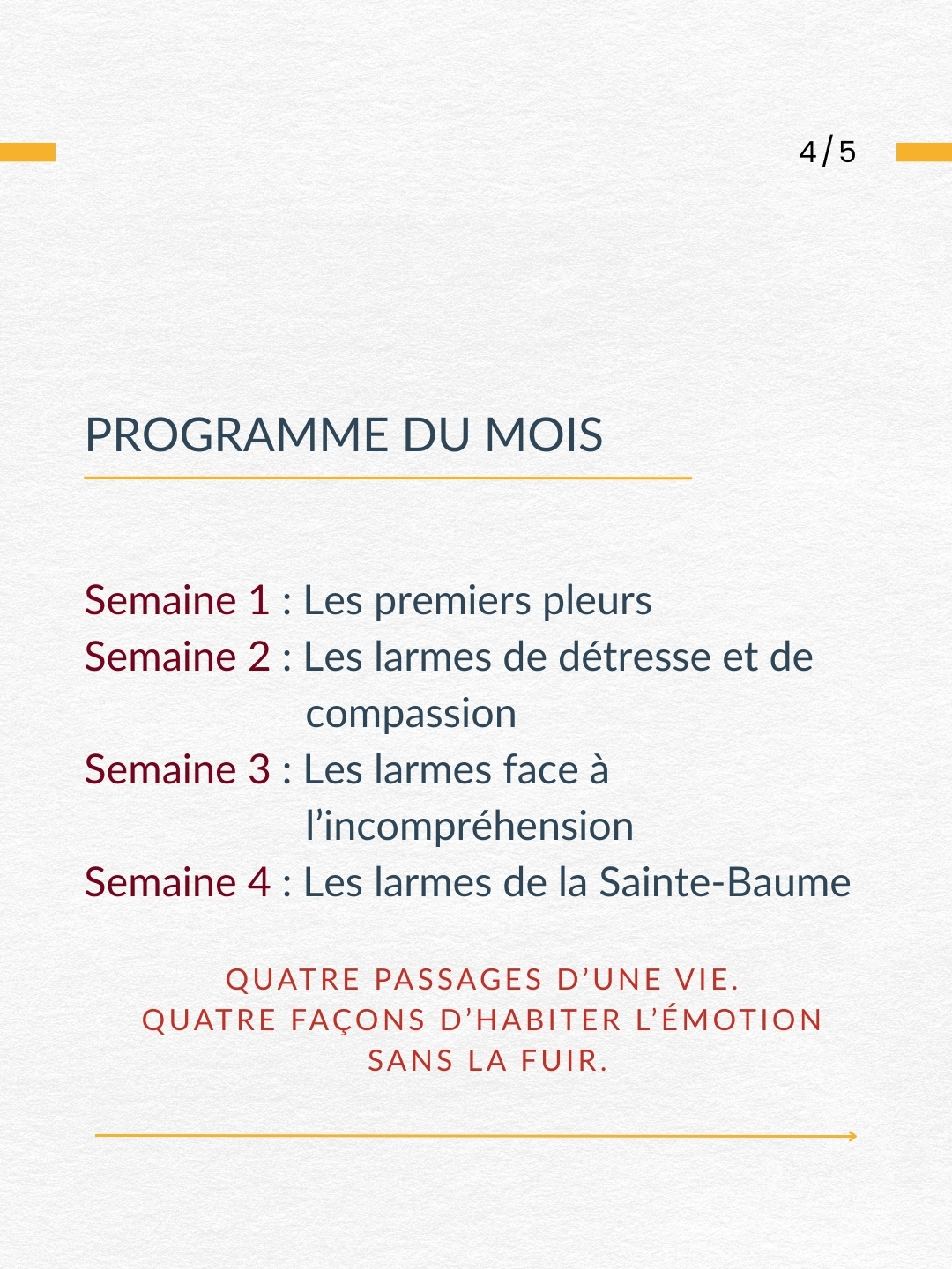 Larme programme du mois